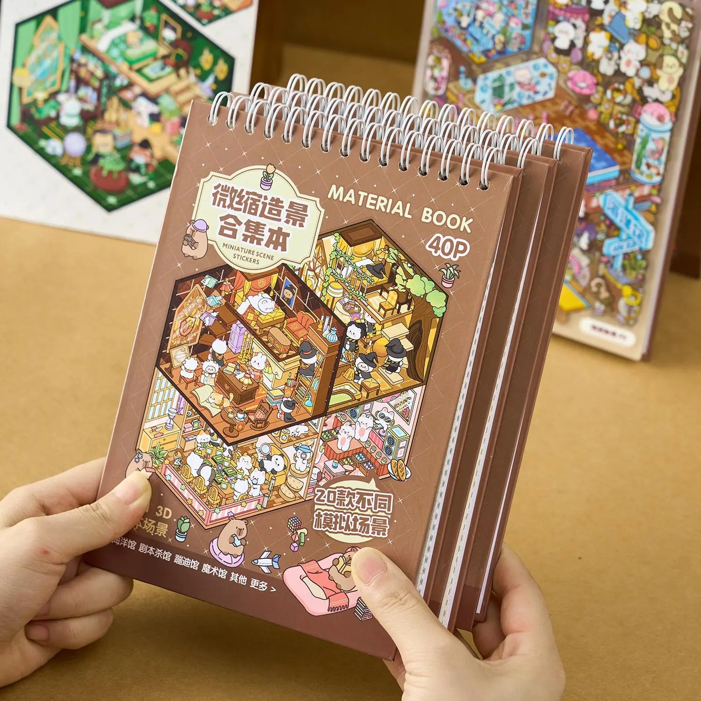 Mini Scene Sticker Book – 40 Pieces | Kawaii Town DIY Craft Kit for Journals & Planners