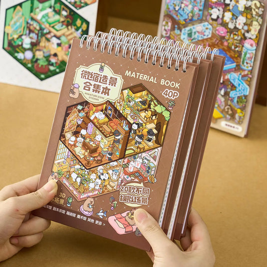 Mini Scene Sticker Book – 40 Pieces | Kawaii Town DIY Craft Kit for Journals & Planners