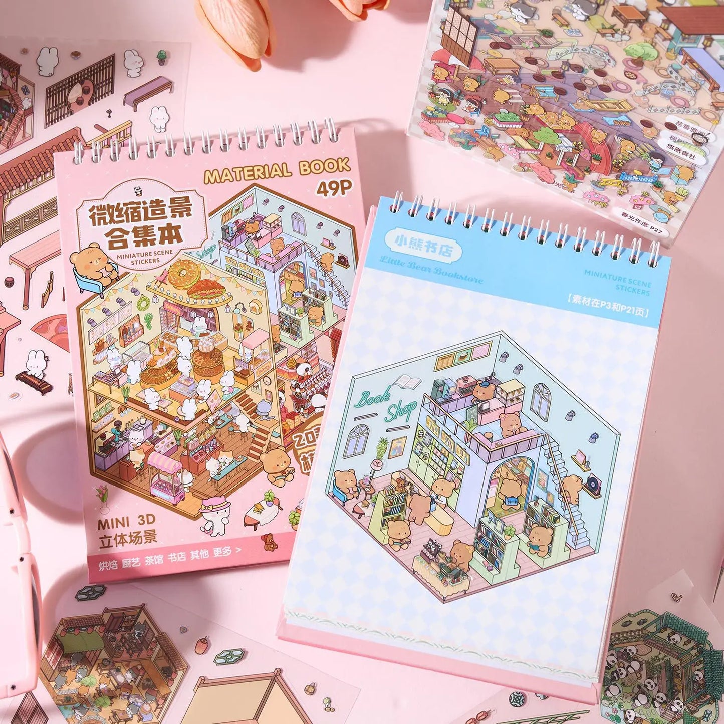 3D Mini Scene Stickers - 49P + Tweezers