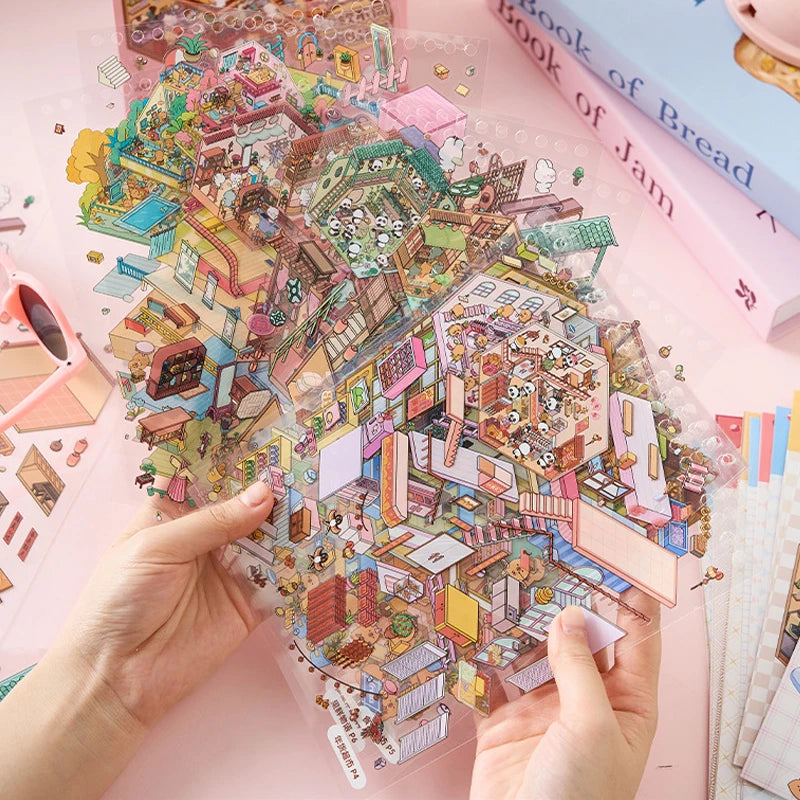 3D Mini Scene Stickers - 49P + Tweezers