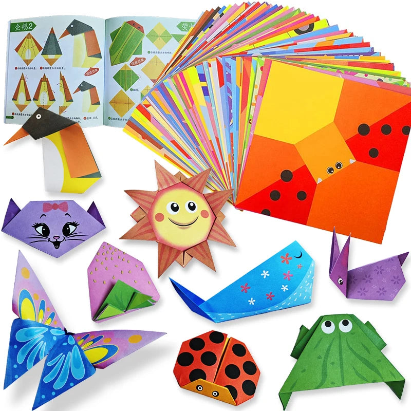Origami Paper Kit – 96 Sheets & Craft Guiding Book | Beginner DIY Art Set for Kids & Adults
