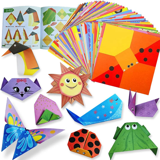 Origami Paper Kit – 96 Sheets & Craft Guiding Book | Beginner DIY Art Set for Kids & Adults
